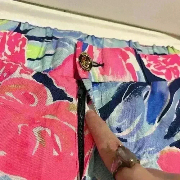 Lilly Pulitzer Womens Madeira Pants High Tide Navy  Tropicolada Size 10 - Picture 9 of 12